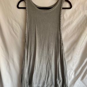Grey Tank Top- Braided Detail, Oversized Fit